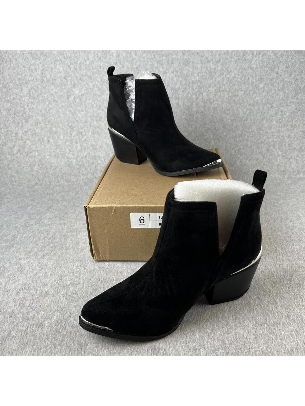 Journee Collection Westerncore Ankle Boots Womens 6 Faux Suede Block Heel